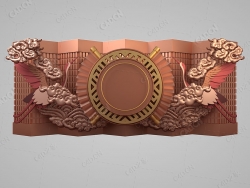 立体中式配图背景立体云朵折扇子