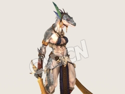 C4D魔兽动物蜥蜴战士模型（包含骨骼绑定动画) LizardF_A02_SK_MRV 3D Model