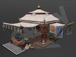 蒙古帐篷野外露营野餐C4D模型