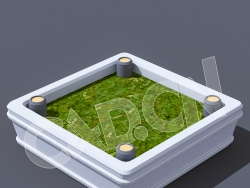 C4D未来城市正方形绿植池模型