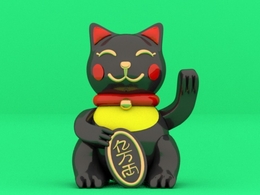 招财猫C4D动画模型工程 Fortune Cat