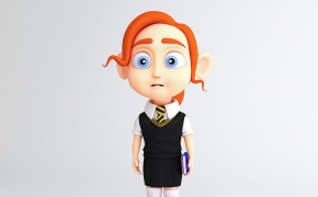 卡通小女孩、卡通小学生C4D模型 Cartoon girl 3d model