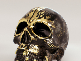 C4D Octane Render金属骷髅头模型工程 Skull