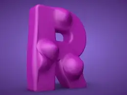 C4D文字吹气爆炸动画工程（字母R）LETTER R EXPLOSION