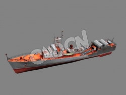 C4D波蒂级猎潜艇模型 Poti 3d Model