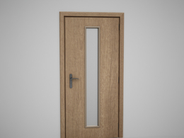 一条玻璃黄色原木门C4D模型下载 Door model