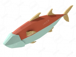 低面多边形卡通鱼动画C4D模型Fish
