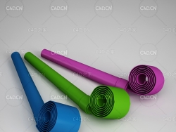 派对助兴喇叭儿童伸缩吹龙哨口哨吹卷吹笛C4D模型