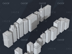 低面多边形建筑楼房C4D模型