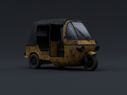 破旧生锈带蓬的三轮车C4D模型Autorickshaw