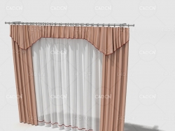 C4D女性室内带纱窗的窗帘模型 Curtain 3D Model-37