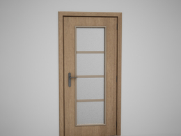 四块分割竖条玻璃实木门C4D模型下载 Door model