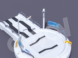 C4D科技城市未来城市圆形停靠场地模型