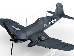 海盗传奇 F4U-1A战斗机C4D模型 F4U 1a Corsair
