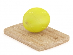 实木菜板上的黄蜜瓜C4D模型 Yellow Melon