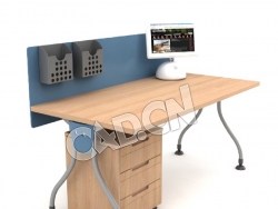 单人设计师电脑桌办公家具C4D模型