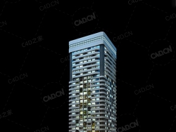 夜间摩天大楼办公楼写字楼C4D模型 Archmodels Vol.103_Night Skyscrapers - model-23