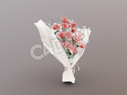 C4D手捧花花束模型 wrapped flower bouquet