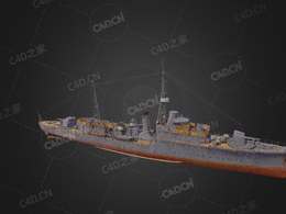 日本海军桥立号防护巡洋舰松岛型防护巡洋舰3号舰C4D模型下载Hashidate 3d model
