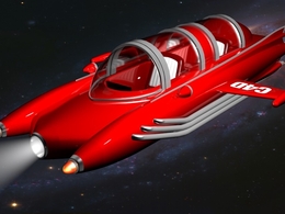 红色卡通太空飞船C4D模型 Supercar 3d model