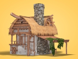 低面游戏茅屋C4D模型 Med house