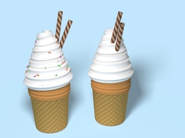 奶油冰淇淋甜筒C4D模型 Ice cream 3d model