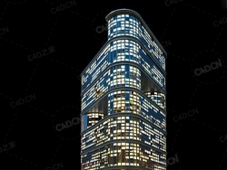 夜间摩天大楼办公楼写字楼C4D模型 Archmodels Vol.103_Night Skyscrapers - model-31