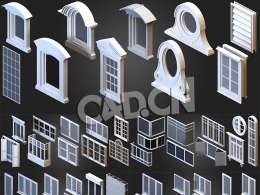 130款现代中式欧式窗户模型：Kitbash-vol.02