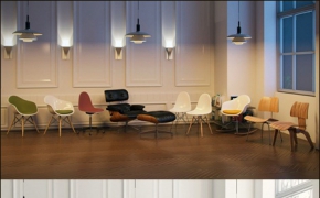 室内模型-椅子3D模型 Eames Furniture Pack + 2 Scenes With Night / Daylight Setup