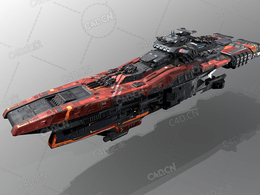 C4D指挥官舰飞船科幻飞行器太空船外星战舰巡洋舰模型Cruiser GX5