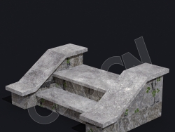 C4D两层石台阶香格里拉中式建筑模型 Kitbash3d-Shangri-La_Stairs_B_grp