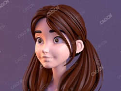 卡通女孩头像C4D模型cartoon girl