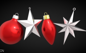 圣诞节饰品模型-灯泡、五角星C4D模型 C4D Holiday Ornaments