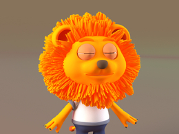 穿拖鞋的小狮子卡通动漫3d模型下载lion c4d model