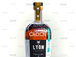 C4D Arnold朗姆酒瓶渲染模型 Rum Bottle Model