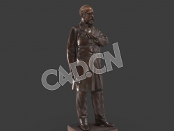 C4D国外名人詹姆斯艾伯拉姆伽菲尔德青铜雕塑模型 James Garfield Bronze Sculpture