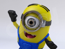 神偷奶爸卡通角色小黄人大眼萌C4D模型（含骨骼绑定）