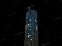 夜间摩天大楼办公楼写字楼C4D模型 Archmodels Vol.103_Night Skyscrapers - model-61