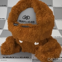 vray for c4d材质：Funny Fur Material Orange 001