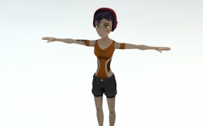 年轻女性卡通形象C4D模型 Young female cartoon