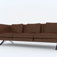 棕色皮沙发C4D模型 sofa 3d model