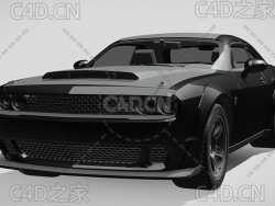 道奇恶魔汽车2018款C4D汽车模型下载