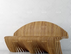 异形木条创意艺术多人休闲椅C4D模型 chair 3d model