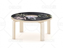 圆形涂鸦桌婴幼儿益智玩具C4D模型