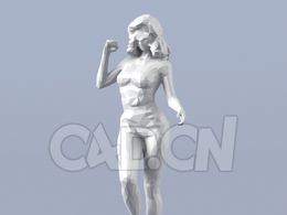 低面多边形卡通人物抬胳膊的性感女性模型