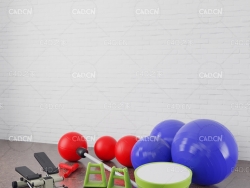 C4D踩踏机训练塑料球初级塑料哑铃