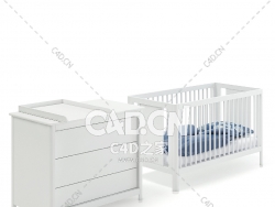 婴儿床和白色橱柜C4D模型下载 Baby Bed and White Cabinet