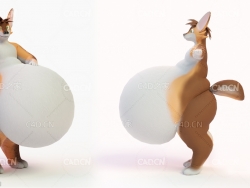 大肚皮的狐狸卡通角色模型 bellyfox