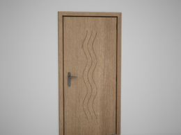 黄色弯曲压线实木门C4D模型下载 Door model