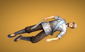 八路中枪倒地动画C4D模型（含绑定/动画）